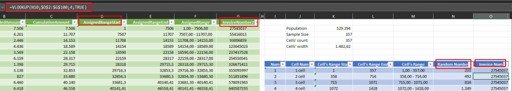 Monetary Unit Sampling Excel Invoice Number